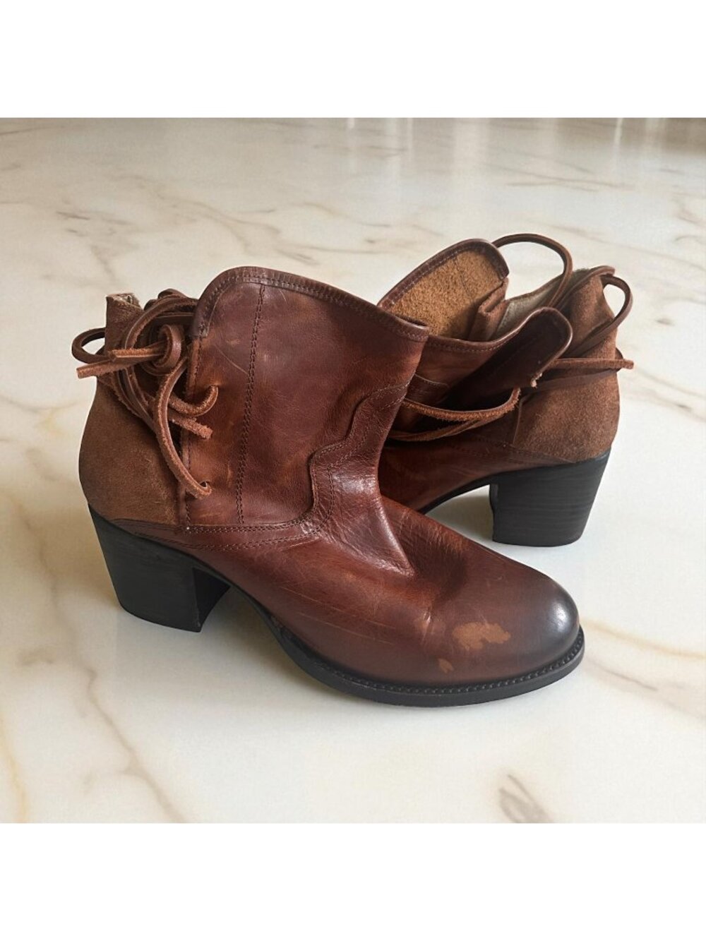 FREEBIRD Caden Tan Brown Leather Laceup Ankle Western Boots Size 10
